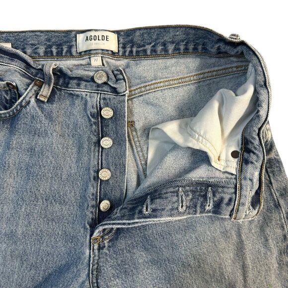 Agolde Jeans Womens Size 27 Blue Lana Straight Leg High Rise Distressed Denim - Picture 5 of 16